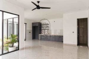 Modern unfurnished living area in Villa Fenja Umalas