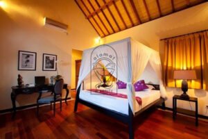 3 bedroom villa Umalas master bedroom Balinese style interior