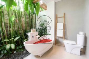 tropical bathroom outdoor bathtub villa Umala