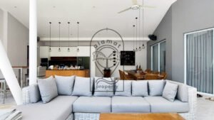 tropical outdoor living area with jungle view Bali villa