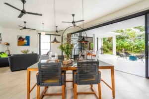 kitchen and living villa rental Ubud