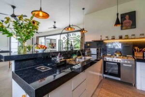 kitchen and living villa rental Ubud