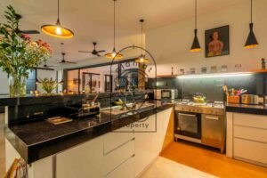 kitchen and living villa rental Ubud