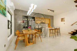 Modern kitchen and dining area at Villa Kaishi