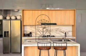 Modern kitchen and dining area at Villa Kaishi