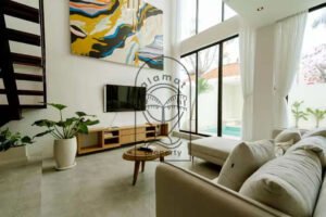 Modern tropical living room at Villa Kaishi